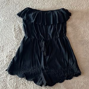 Black strapless romper